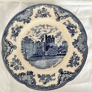 Johnson Brothers Blue White Castle Dinner Plates Set of 6 England
